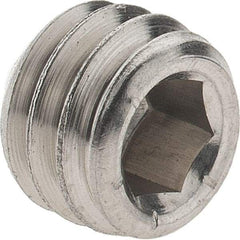 Made in USA - 5/16-18 UNC, 1/4" OAL, Cup Point Set Screw - Grade 316 Stainless Steel, 3/32" Key - Industrial Tool & Supply