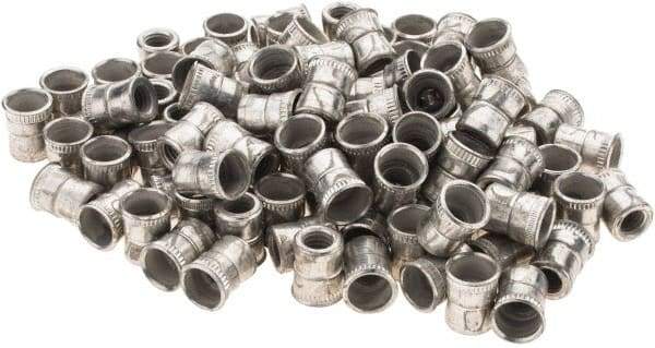 Value Collection - #10-32 UNF, Cadmium-Plated, Steel Knurled Rivet Nut Inserts - 0.03" to 0.09" Grip, 9/32" Drill Size, 0.36" Body Diam - Industrial Tool & Supply