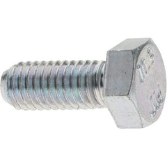 Value Collection - M5x0.80mm Metric Coarse, 12mm Long Hex Head Cap Screw - Fully Threaded, Grade 10.9 Steel, Zinc-Plated Finish, 8mm Hex - Industrial Tool & Supply