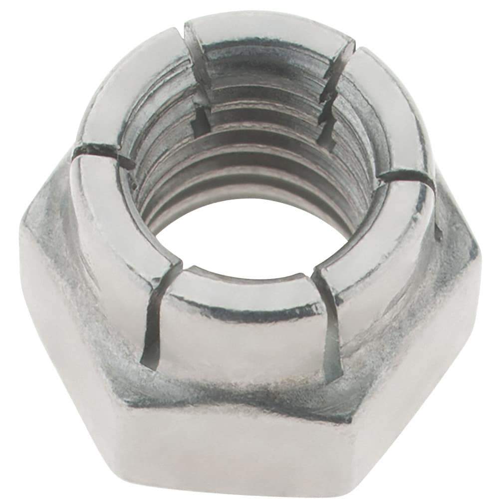 Value Collection - 3/8-16 UNC 18-8 Hex Lock Nut with Expanding Flex Top - Uncoated, Meets Military Specifications - Industrial Tool & Supply