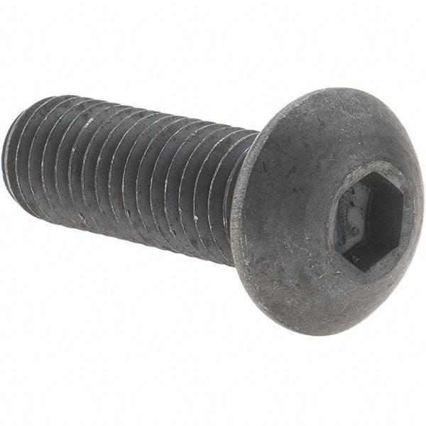 Value Collection - M10x1.50 Metric Coarse Hex Socket Drive, Button Screw - Grade 12.9 Alloy Steel, Black Oxide Finish, Fully Threaded, 30mm Length Under Head - Industrial Tool & Supply
