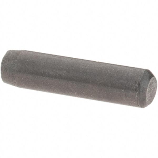 Value Collection - 1/8" Diam x 1/2" Pin Length Grade 8 Alloy Steel Standard Dowel Pin - Bright Finish, C 47-58 & C 60 (Surface) Hardness, 1,840 Lb (Single Shear), 3,680 Lb (Double Shear) Breaking Strength, 1 Beveled & 1 Rounded End - Industrial Tool & Supply