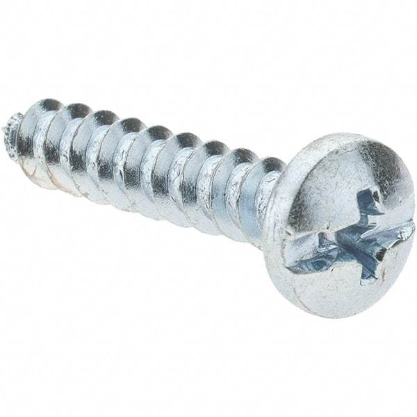 Value Collection - #10 Pan Head Slotted Phillips Sheet Metal Screw - Steel, 1" Length Under Head, Grade 2 - Industrial Tool & Supply