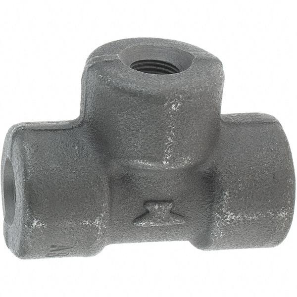 Made in USA - Size 1/8", Class 3,000, Forged Carbon Steel Black Pipe Tee - 3,000 psi, Threaded End Connection - Industrial Tool & Supply