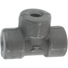 Made in USA - Size 1/8", Class 3,000, Forged Carbon Steel Black Pipe Tee - 3,000 psi, Threaded End Connection - Industrial Tool & Supply