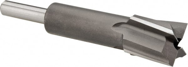 Made in USA - 11/16" Diam, 1/4" Shank, Diam, 4 Flutes, Straight Shank, Interchangeable Pilot Counterbore - Industrial Tool & Supply