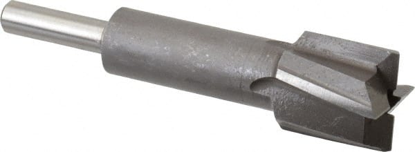 Made in USA - 23/32" Diam, 1/4" Shank, Diam, 4 Flutes, Straight Shank, Interchangeable Pilot Counterbore - Industrial Tool & Supply