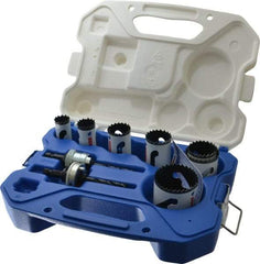 Lenox - 9 Piece, 7/8" to 2-1/8" Saw Diam, Contractor's Hole Saw Kit - Bi-Metal, Includes 7 Hole Saws - Industrial Tool & Supply