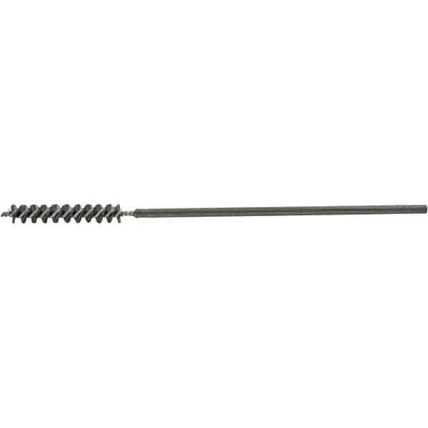 Brush Research Mfg. - 7/16" Diam Helical Steel Tube Brush - Single Spiral, 0.008" Filament Diam, 2-1/2" Brush Length, 9-1/2" OAL, 0.219" Diam Galvanized Steel Shank - Industrial Tool & Supply
