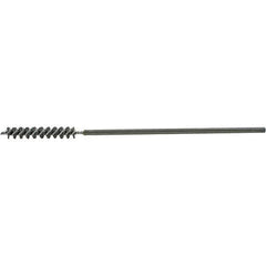 Brush Research Mfg. - 3/8" Diam Helical Steel Tube Brush - Single Spiral, 0.008" Filament Diam, 2-1/2" Brush Length, 9-1/2" OAL, 0.219" Diam Galvanized Steel Shank - Industrial Tool & Supply
