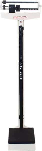 Detecto - Beam Display, 400 Lb. Capacity, Eye-Level Mechanical Beam Scale with Height Rod - 4 Ounce Graduation, 59" High, 10-1/2" Platform Length x 14-1/2" Width - Industrial Tool & Supply
