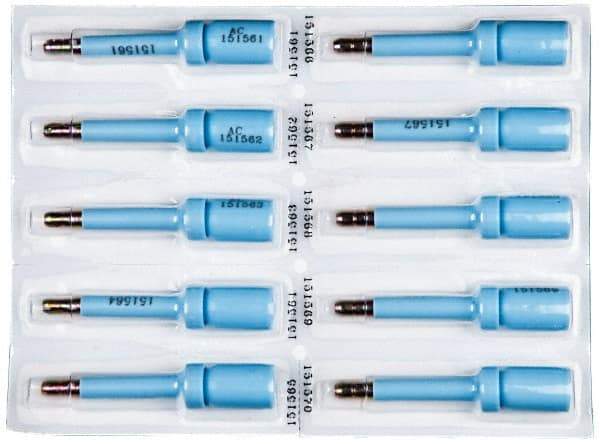 Pryor - 3.37 Inch Long, 1500 Kg Breaking Strength, Bolt Barrier Seal - 1-1/2 Inch Operating Length, Light Blue Poly Coated Steel - Industrial Tool & Supply