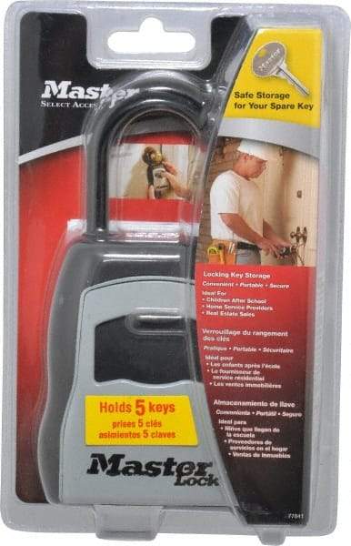 Master Lock - 3-9/16" Wide x 6-5/16" Overall Height, Set-Your-Own Combination, Portable Key Safe - Zinc Lock Body with Molded Bumper Finish - Industrial Tool & Supply