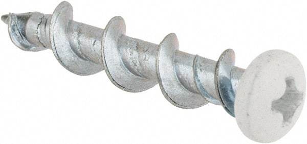 Powers Fasteners - 1/4", 1-1/4" OAL, Phillips Drive Pan Head, Steel Drywall Screws - White Head Finish, Grade 1018 - Industrial Tool & Supply