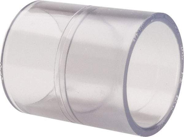 Made in USA - 1-1/4" PVC Plastic Pipe Coupling - Schedule 40, Slip x Slip End Connections - Industrial Tool & Supply