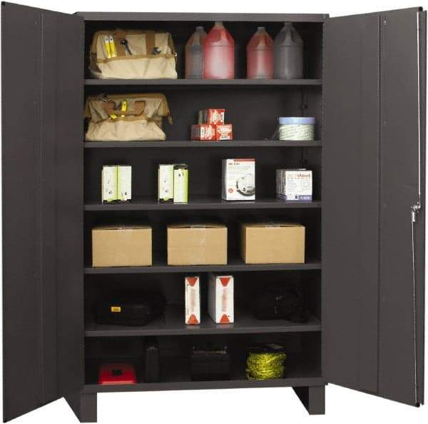 Durham - 5 Shelf Locking Storage Cabinet - Steel, 48" Wide x 24" Deep x 72" High, Gray - Industrial Tool & Supply