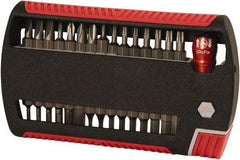 Wiha - 31 Piece, 1/4" Drive Screwdriver Bit Set - #0 to #3 Phillips, 5/64 to 1/4" Hex, 2 to 6mm Hex, T6 to T25 Torx, 5.5, 6.5 & 8mm Slotted - Industrial Tool & Supply