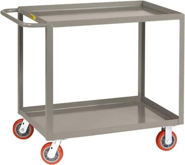 Little Giant - 2,000 Lb Capacity, 24" Wide x 42" Long x 36" High Shelf Cart - 2 Shelf, Steel, 2 Rigid/2 Swivel Casters - Industrial Tool & Supply