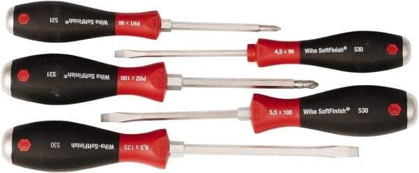 Wiha - 5 Piece Phillips & Slotted Screwdriver Set - Comes in Kit Bag - Industrial Tool & Supply