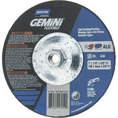 Norton - 36 Grit, 7" Wheel Diam, 1/8" Wheel Thickness, Type 29 Depressed Center Wheel - Aluminum Oxide, 8,600 Max RPM, Compatible with Angle Grinder - Industrial Tool & Supply