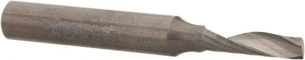 Accupro - 5/32" Cutting Diam x 9/16" Length of Cut, 1 Flute, Upcut Spiral Router Bit - Uncoated, Right Hand Cut, Solid Carbide, 2" OAL x 1/4" Shank Diam, Single Edge, 21° Helix Angle - Industrial Tool & Supply