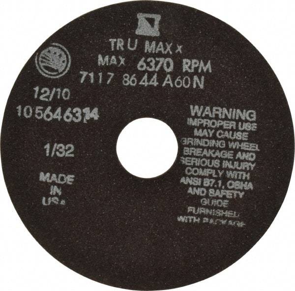 Tru-Maxx - 6" 60 Grit Aluminum Oxide Cutoff Wheel - 1/32" Thick, 1-1/4" Arbor, 6,048 Max RPM, Use with Stationary Tools - Industrial Tool & Supply
