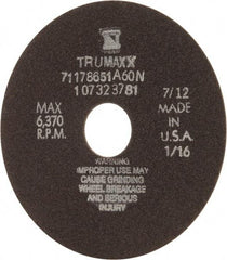 Tru-Maxx - 6" 60 Grit Aluminum Oxide Cutoff Wheel - 1/16" Thick, 1-1/4" Arbor, 6,048 Max RPM, Use with Stationary Tools - Industrial Tool & Supply