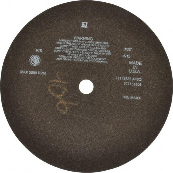 Tru-Maxx - 12" 46 Grit Aluminum Oxide Cutoff Wheel - 3/32" Thick, 1" Arbor, 3,024 Max RPM, Use with Stationary Tools - Industrial Tool & Supply
