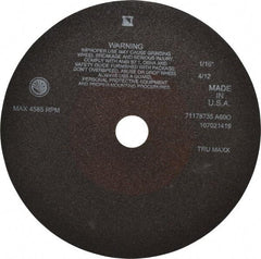 Tru-Maxx - 10" 60 Grit Aluminum Oxide Cutoff Wheel - 1/16" Thick, 1-1/4" Arbor, 3,629 Max RPM, Use with Stationary Tools - Industrial Tool & Supply