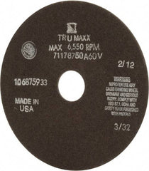 Tru-Maxx - 7" 60 Grit Aluminum Oxide Cutoff Wheel - 3/32" Thick, 1-1/4" Arbor, 5,184 Max RPM, Use with Stationary Tools - Industrial Tool & Supply