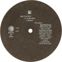 Tru-Maxx - 8" 46 Grit Aluminum Oxide Cutoff Wheel - 3/32" Thick, 1/2" Arbor, 4,536 Max RPM, Use with Stationary Tools - Industrial Tool & Supply