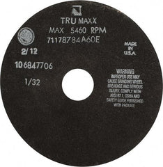 Tru-Maxx - 7" 60 Grit Aluminum Oxide Cutoff Wheel - 1/32" Thick, 1-1/4" Arbor, 5,184 Max RPM, Use with Stationary Tools - Industrial Tool & Supply