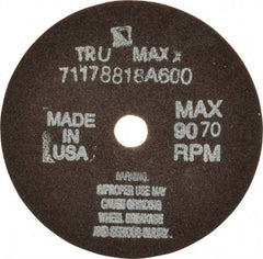Tru-Maxx - 4" 60 Grit Aluminum Oxide Cutoff Wheel - 1/16" Thick, 1/2" Arbor, 9,072 Max RPM, Use with Stationary Tools - Industrial Tool & Supply