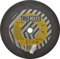 Tru-Maxx - 12" 36 Grit Aluminum Oxide Cutoff Wheel - 3/32" Thick, 1" Arbor, 5,095 Max RPM, Use with Chop Saws - Industrial Tool & Supply
