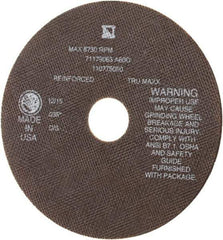 Tru-Maxx - 7" 60 Grit Aluminum Oxide Cutoff Wheel - 0.035" Thick, 1-1/4" Arbor, 8,731 Max RPM, Use with Stationary Tools - Industrial Tool & Supply