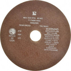 Tru-Maxx - 8" 60 Grit Aluminum Oxide Cutoff Wheel - 0.035" Thick, 1-1/4" Arbor, 7,639 Max RPM, Use with Stationary Tools - Industrial Tool & Supply