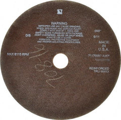 Tru-Maxx - 10" 46 Grit Aluminum Oxide Cutoff Wheel - 0.06" Thick, 1-1/4" Arbor, 6,112 Max RPM, Use with Stationary Tools - Industrial Tool & Supply