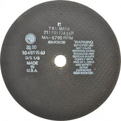 Tru-Maxx - 9" 36 Grit Aluminum Oxide Cutoff Wheel - 1/8" Thick, 7/8" Arbor, 6,791 Max RPM, Use with Angle Grinders - Industrial Tool & Supply