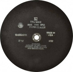 Tru-Maxx - 10" 46 Grit Aluminum Oxide Cutoff Wheel - 3/32" Thick, 5/8" Arbor, 3,629 Max RPM, Use with Stationary Tools - Industrial Tool & Supply