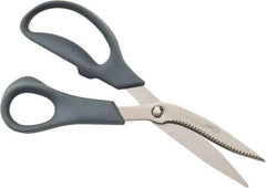 Clauss - 3-1/4" LOC, 8" OAL Titanium Standard Shears - Right Hand, Serrated, Glass Filled Nylon Offset Handle, For General Purpose Use - Industrial Tool & Supply