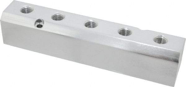 Coilhose Pneumatics - 1/2" Inlet, 1/4" Outlet Manifold - 7-1/2" Long x 1.58" Wide x 1.58" High, 0.235" Mount Hole, 2 Inlet Ports, 5 Outlet Ports - Industrial Tool & Supply