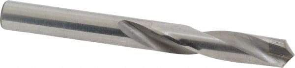 Made in USA - 19/64" 118° Spiral Flute Carbide-Tipped Screw Machine Drill Bit - Bright Finish, Right Hand Cut, 1-5/8" Flute Length, 2-13/16" OAL, Standard Point, Straight Shank - Industrial Tool & Supply