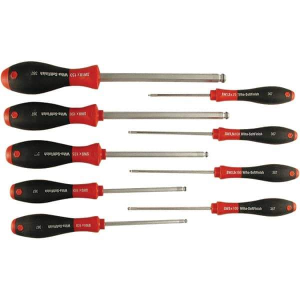 Wiha - 9 Piece Ball Hex Screwdriver Set - Comes in Box - Industrial Tool & Supply