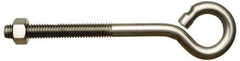 Gibraltar - 3/8-16, Stainless Steel Wire Turned Open Eye Bolt - 7/8" Thread Length, 3/4" ID x 1-13/32" OD, 1" Shank Length - Industrial Tool & Supply