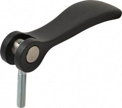 KIPP - #10-32, 0.71" Hub Diam, Black Powder Coat Cast Aluminum Adjustable Clamping Handle - 0.78" Stud Length - Industrial Tool & Supply