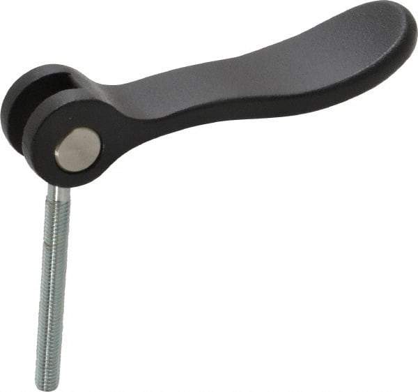 KIPP - #10-32, 0.71" Hub Diam, Black Powder Coat Cast Aluminum Adjustable Clamping Handle - 1.57" Stud Length - Industrial Tool & Supply