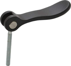 KIPP - #10-32, 0.71" Hub Diam, Black Powder Coat Cast Aluminum Adjustable Clamping Handle - 1.57" Stud Length - Industrial Tool & Supply