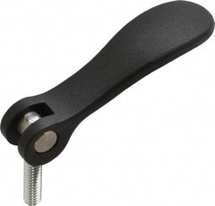 KIPP - 1/4-20, 0.71" Hub Diam, Black Powder Coat Cast Aluminum Adjustable Clamping Handle - 0.78" Stud Length - Industrial Tool & Supply