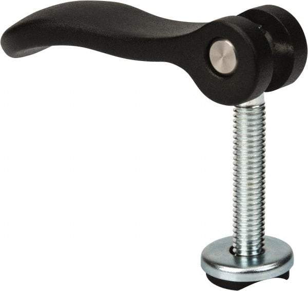 KIPP - 3/8-16, 1.06" Hub Diam, Black Powder Coat Cast Aluminum Adjustable Clamping Handle - 1.96" Stud Length - Industrial Tool & Supply