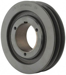 Browning - 2 Groove, 3/4 to 2-11/16 Bore Diam, 7.35" Outside Diam, QD Bushed V Belt Sheave - 6.6 A Diam Belt Pitch - Industrial Tool & Supply